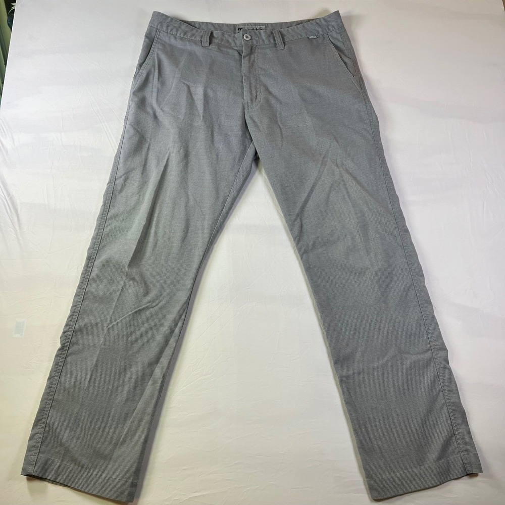 TravisMathew Mens Gray Plaid‎ Flat Front Golf Chino Pants Size 34x32